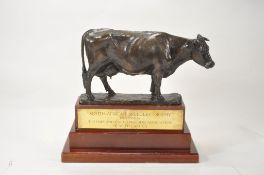 The South African Breeders Trophy, a patinated bronze figure of a cow  The South African Breeders