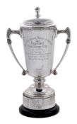 The J. F. Wright Memorial Challenge Cup, a silver twin handled cup and cover...  The J. F. Wright (