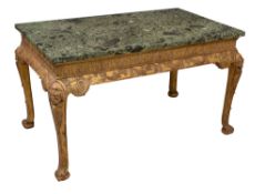 A gilt wood centre table in George II style 19th Century the rectangular...  A gilt wood centre