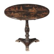 A Regency black lacquer and Chinoiserie decorated occasional table, circa 1820  A Regency black