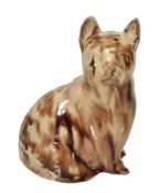 An English creamware model of a seated cat, Staffordshire , circa 1780  An English creamware model