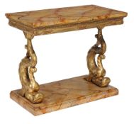 A George IV simulated marble and giltwood console table, circa 1825  A George IV simulated marble