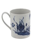 A Liverpool porcelain blue and white small mug, circa 1758-62, Richard Chaffer  A Liverpool
