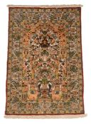 A Tabriz silk prayer rug, approximately 164 x 103cm  A Tabriz silk prayer rug,   approximately 164