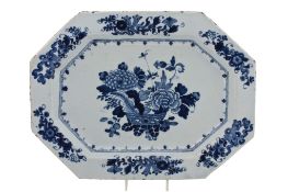 An British delft octagonal chinoiserie serving dish  An British delft octagonal chinoiserie serving