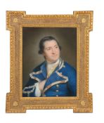 Follower of William Hoare of Bath - Portrait of a Naval Officer in a gold braided uniform Pastel on