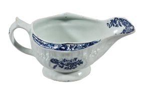 A Lowestoft porcelain blue and white sauceboat, circa 1775  A Lowestoft porcelain blue and white