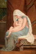 Frederick Goodall (1822-1904) - Mother and child Oil on panel Signed with monogram and dated