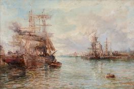Frank Wasley ( 1848-1934) - Harbour scene Oil on canvas Signed lower right 51 x 76 cm (20 x 30 in)