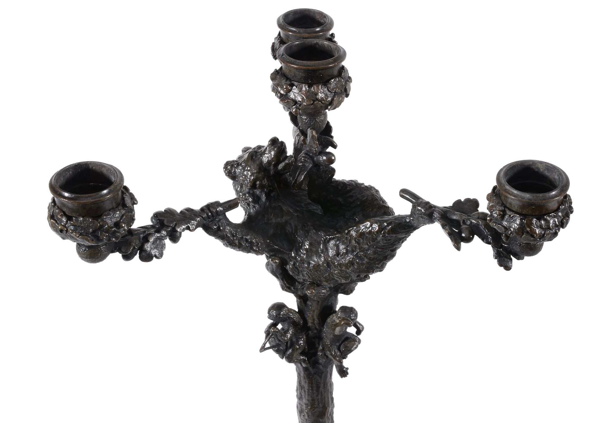 Christophe Fratin, , a pair of patinated bronze four light candelabra  Christophe Fratin, (French, - Image 3 of 6
