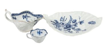 Three items of English eighteenth century blue and white porcelain  Three items of English
