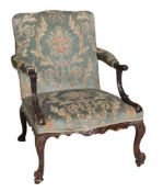 A George III mahogany armchair, circa 1770, of Gainsborough type  A George III mahogany armchair,
