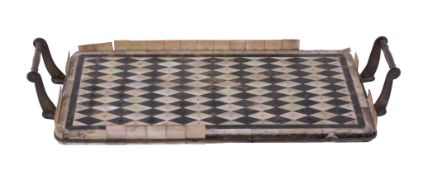 A Gujerati mother-of-pearl and tortoiseshell parquetry veneered rectangular...  A Gujerati mother-