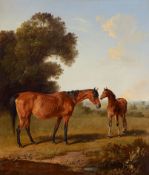 Edmund Bristow (1787-1876) - Mare and foal in a landscape Oil on canvas Signed and dated   1829/