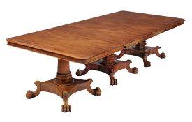 A William IV mahogany triple pedestal dining table, circa 1835, possibly Irish  A William IV