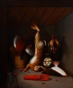 Circle of Benjamin Blake - Still llife with hare, game and lobster in a larder Oil on canvas 61 x