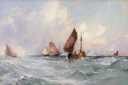 Frank Wasley (1854-1934) - Fishing Boats off the Coast Oil on canvas Signed lower left 50.5 x 76