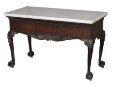 A George II mahogany side table circa 1740 the white rectangular marble top...  A George II