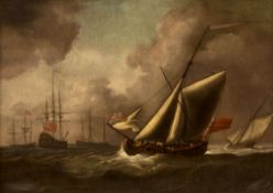 Willem van de Velde III (1667-1708) - Shipping scene in rough waters Oil on canvas Indistinct