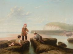J. M. Drury (19th century) - Three boys shrimping Wading out A pair, oil on canvas The first signed