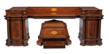 A Regency mahogany and marquetry inlaid breakfront sideboard, circa 1815  A Regency mahogany and