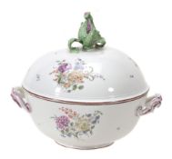 A Paul Hannong porcelain round two-handled tureen and domed cover  A Paul Hannong porcelain (