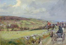 Lionel Dalhousie Robertson Edwards (1878-1966) - The Kilkenny Hunt in full cry at Clonassay Gouache