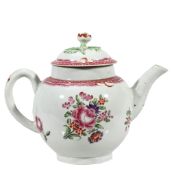 A Worcester globular teapot and cover painted in the Companie Des Indes manner  A Worcester
