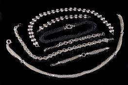 A silver necklace and bracelet, by Links of London , with fancy twisted links  A silver necklace and
