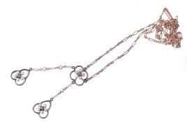 An Edwardian seed pearl and rose cut diamond negligee pendant, circa 1910  An Edwardian seed pearl