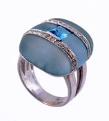 A diamond, blue quartz and blue topaz dress ring  A diamond, blue quartz and blue topaz dress
