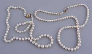 A graduated cultured pearl necklace , the seventy eight cultured pearls  A graduated cultured