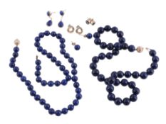 A lapis lazuli bead necklace, the forty uniform beads measuring 10mm  A lapis lazuli bead necklace,