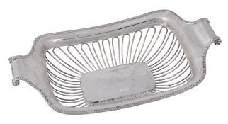 An Edwardian silver oblong basket by Harrison Brothers & Howson (George Howson), Sheffield 1902,