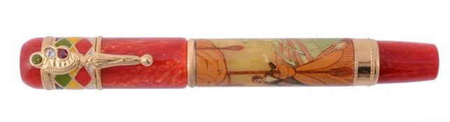Ancora, Circus, a limited edition fountain pen, 04/88, the hand painted body with a circus scene,