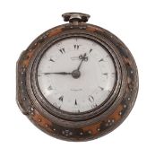 Edward Prior, London, a triple cased tortoiseshell and silver open face pocket watch, hallmarked