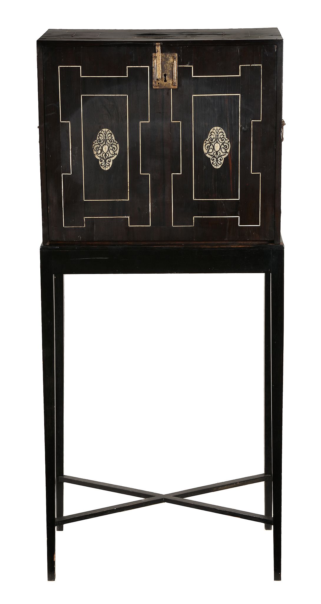 A continental ivory inlaid collectors cabinet on later ebonised stand - Image 4 of 7