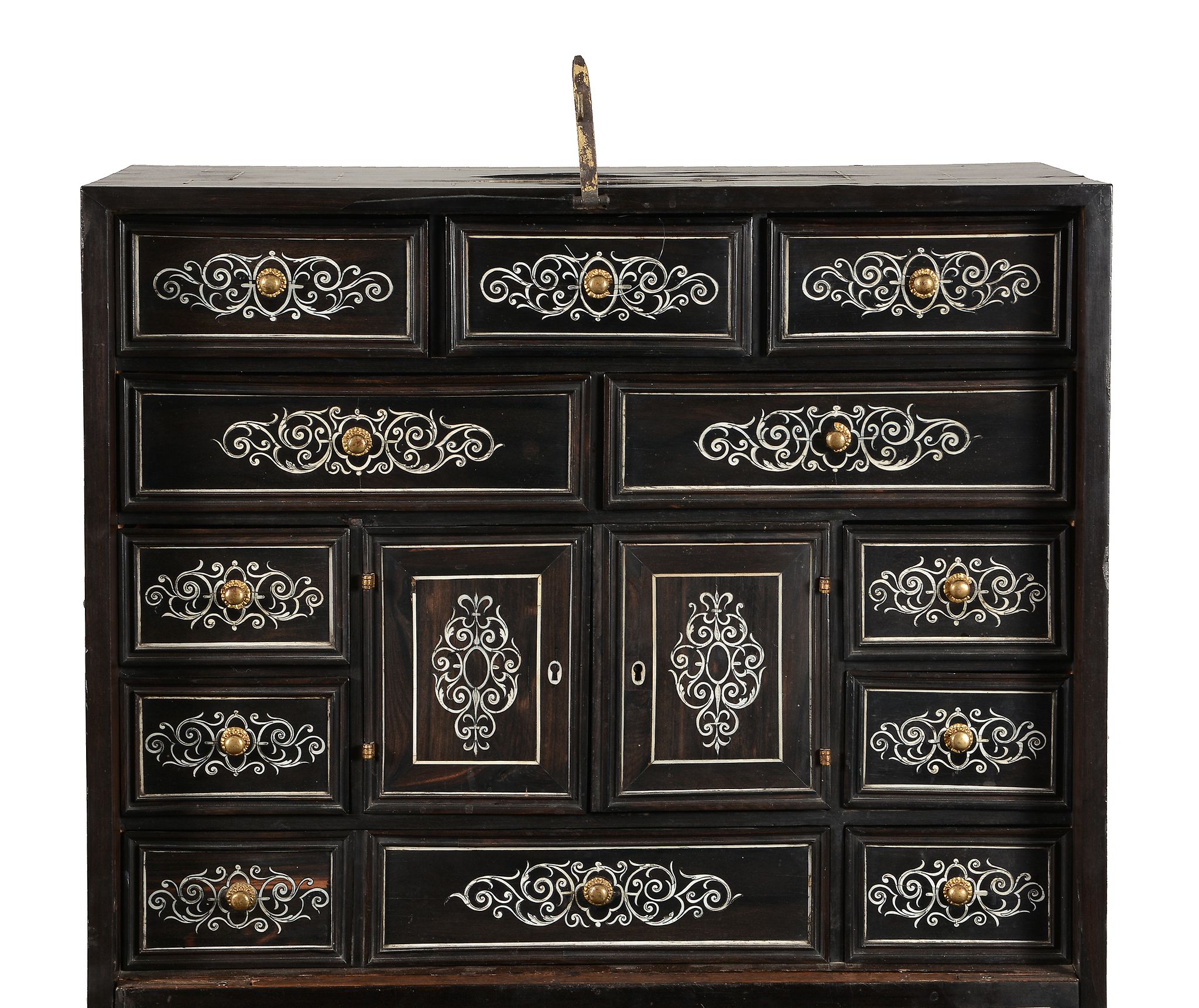 A continental ivory inlaid collectors cabinet on later ebonised stand - Image 3 of 7