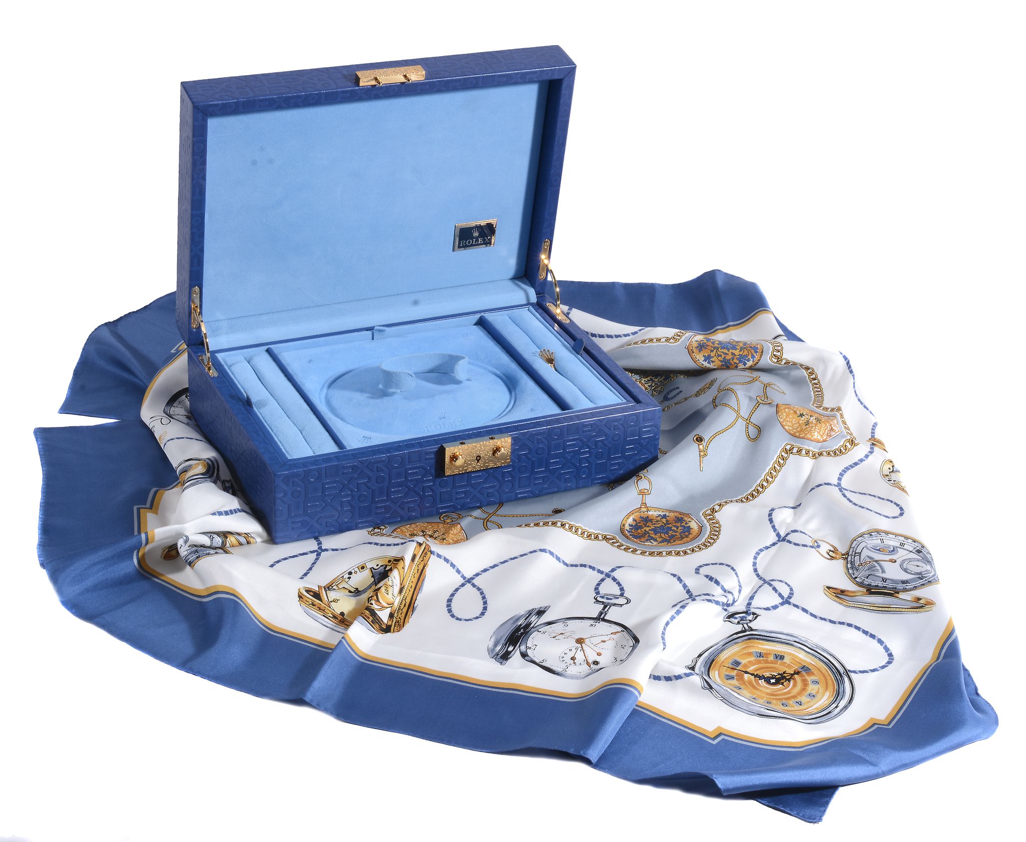 Rolex, a blue leather jewellery box, ref. 51.00  Rolex, a blue leather jewellery box,   ref. 51.00.