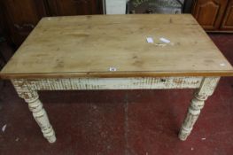 * A pine kitchen table (top loose) 137cm length