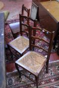 A pair of ladder back chairs with cane seats and a hardwood hall chair. Best Bid