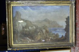 In the manner of Paul Jacob Naftel Figures on a cliff path, possibly Guernsey Watercolour and