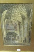 Alfred Edward Parkman (1852-1930) The Lady Chapel, Gloucester Watercolours, a pair  Signed lower