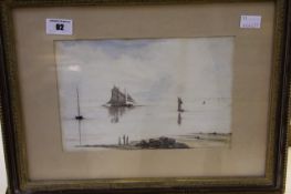 J..R..N.. (19th century Continental school)  Sailing boats off coast Watercolour Initialled lower
