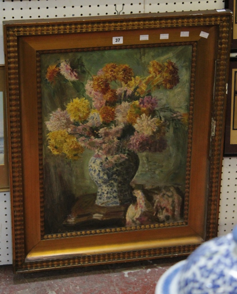 Emil Pottner (b.1872) Still life vase of flowers Oil on canvas Signed lower left 62cm x 47cm