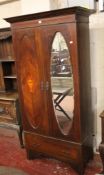 An Edwardian mahogany wardrobe 198cm high, 100cm wide and a George III style mahogany and glazed