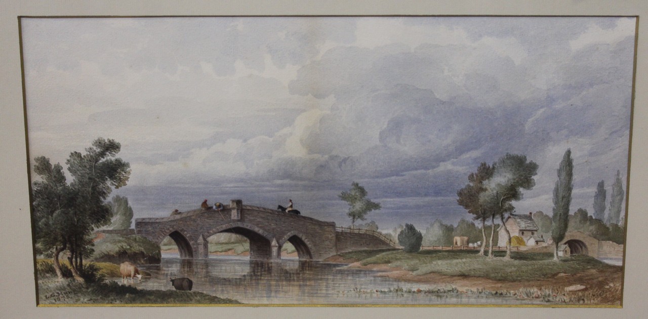 E. G. Hunt Fishing from the bridge; Resting in the coastal farm Watercolour, two The first signed - Image 2 of 2