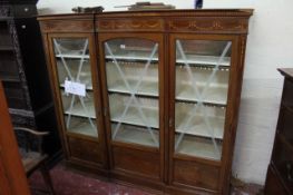 * An Edwardian Sheraton revival satinwood display cabinet. Legs A/F.