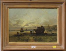 Circle of Samuel Bough (1822-1878) Fishing boats Oil on panel Signature lower right 29cm x 41.5cm