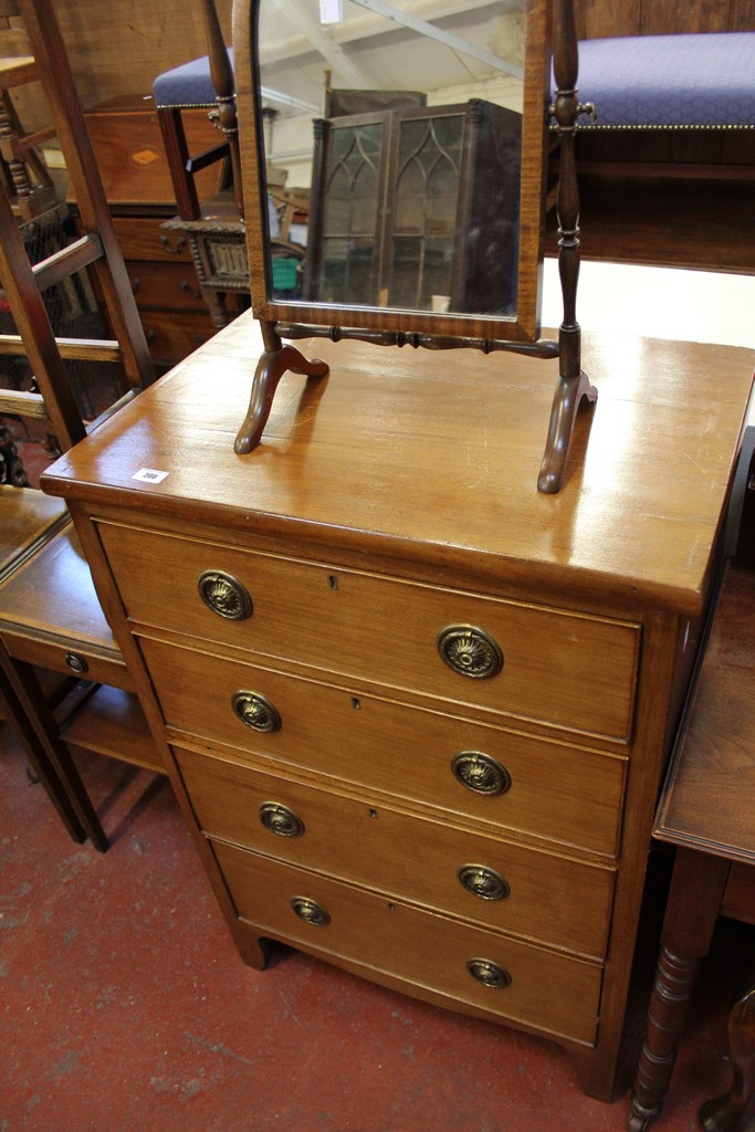 A pair of Edwardian style bedside tables, a towel horse, a small chest of drawers and a toilet